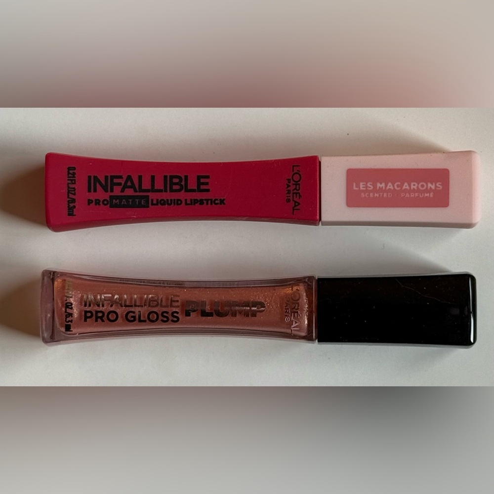 L'Oreal Infallible Matte Les Macarons 828 Lipstick, Plump Gloss, Lucid Glow 609